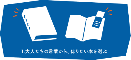 1. 大人たちの言葉から、借りたい本を選ぶ